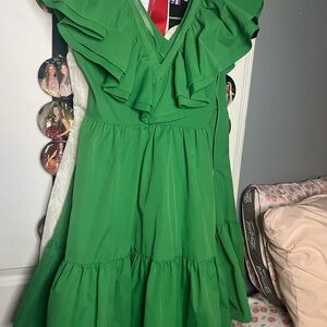 Green Ruffled Women's Dress